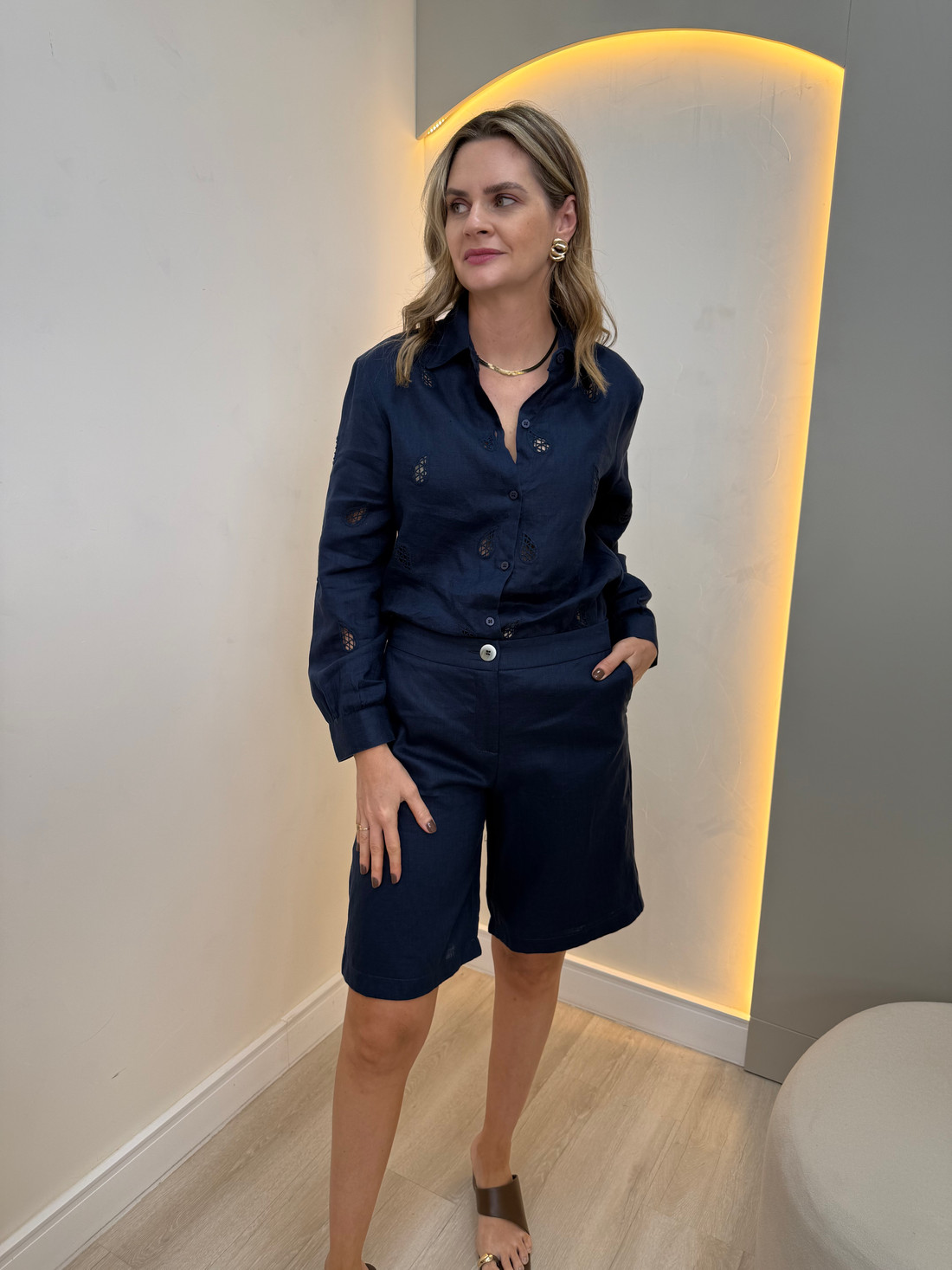 Camisa de Linho com Bordado Marina Camisa de Linho com Bordado Marina