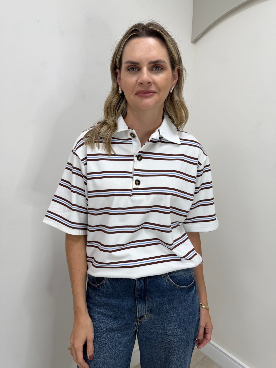 Blusa Polo Listrada Jasmine