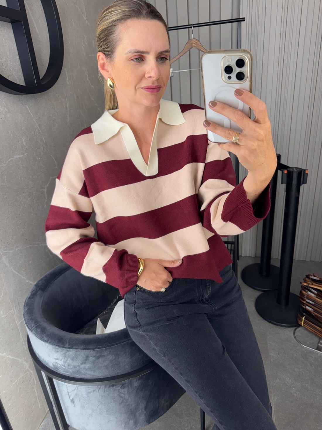 Blusa Polo Listrada Naomi