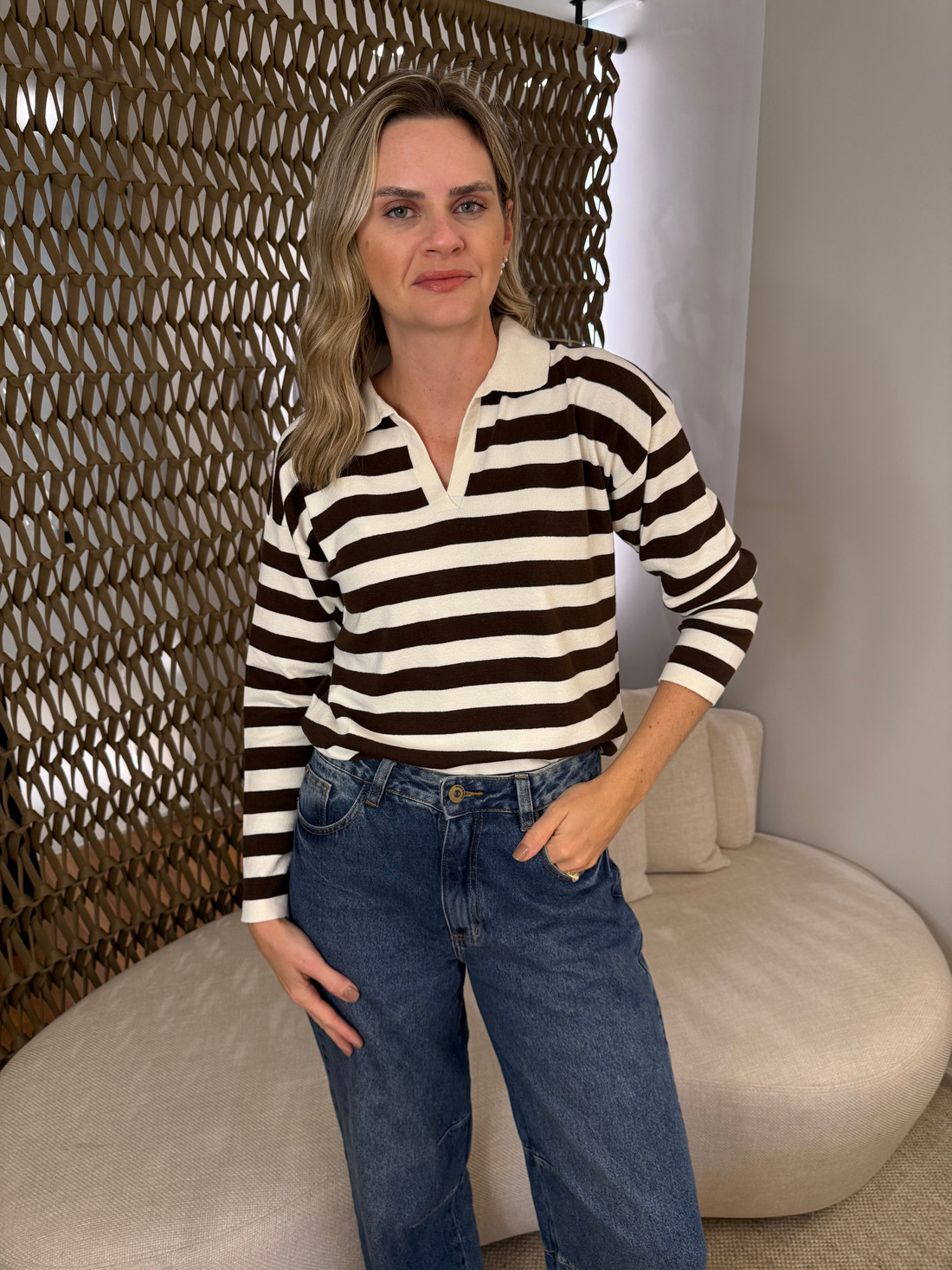 Blusa Polo Listrada Ester