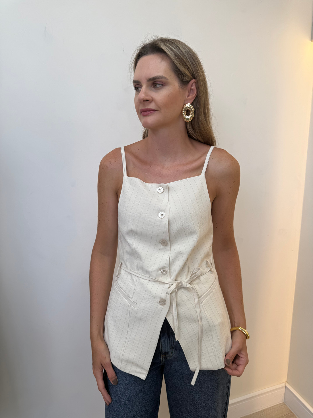 Colete Alongado Risca de Giz Soraia