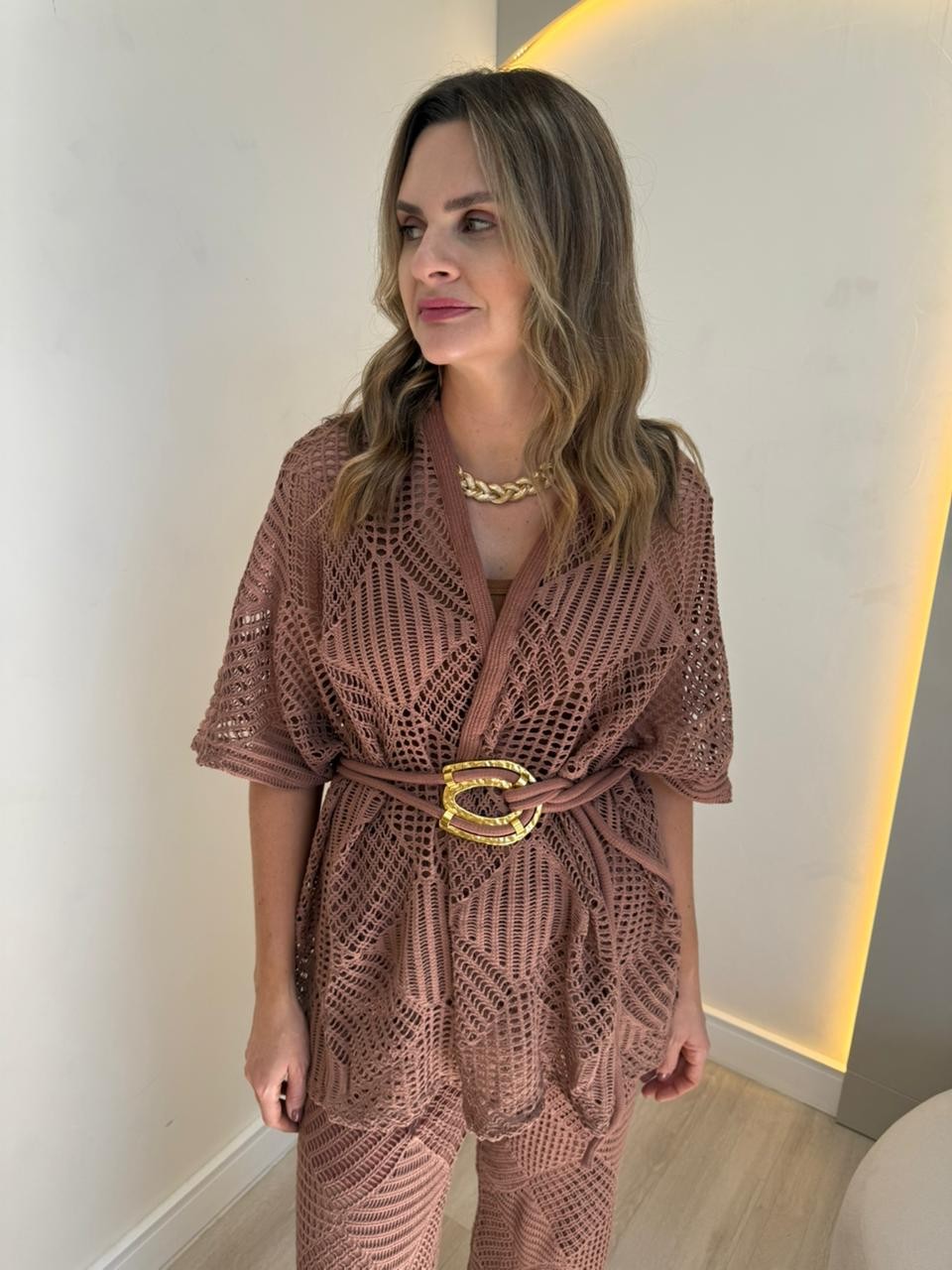 Kimono de Tricot com Cinto Paris Kimono de Tricot com Cinto Paris