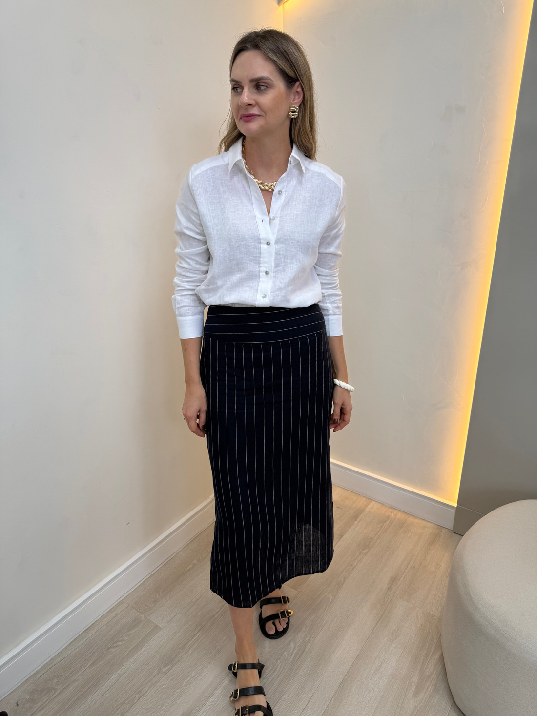 Saia de Linho Midi Ellen Saia de Linho Midi Ellen