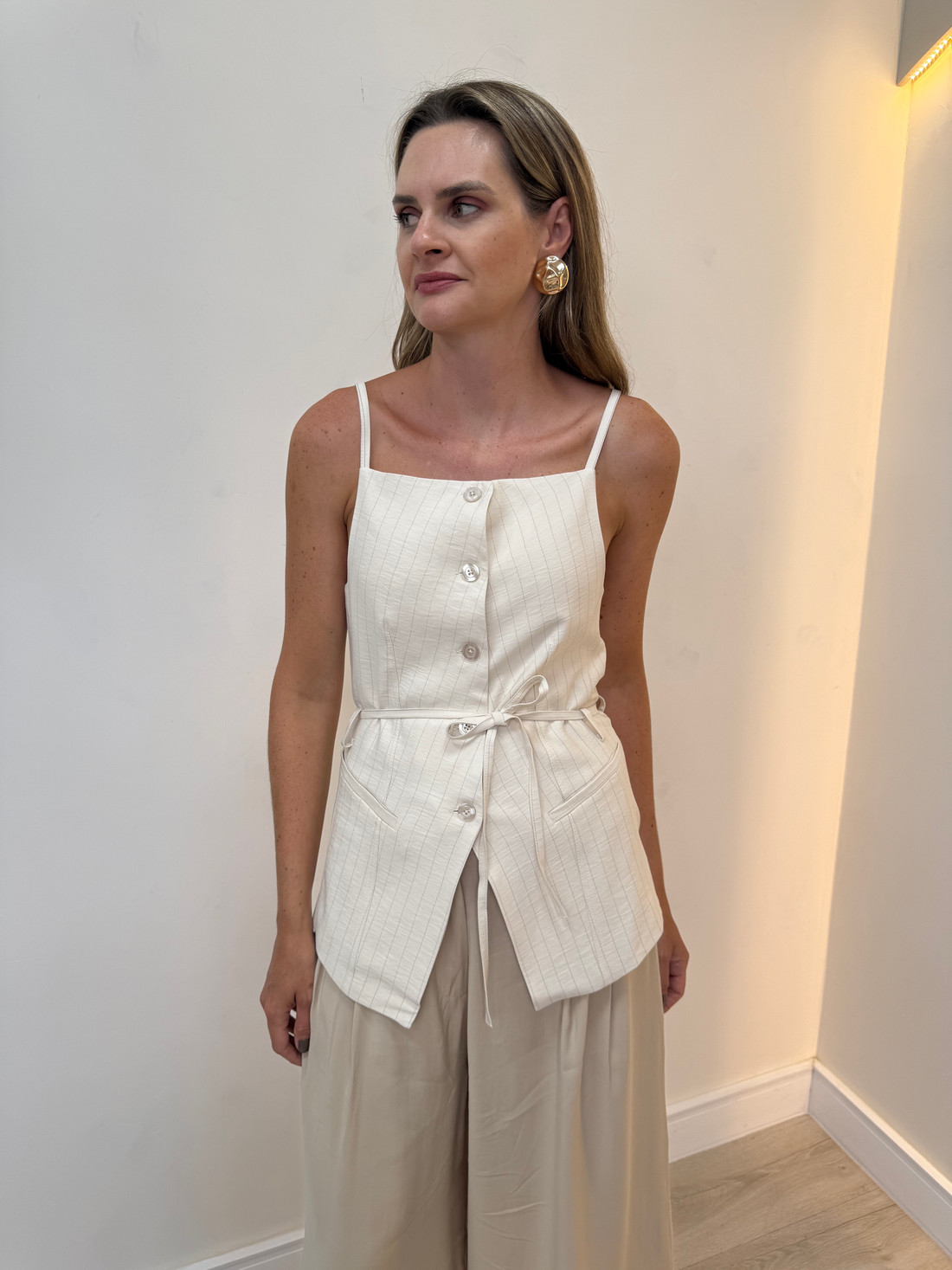 Colete Alongado Risca de Giz Soraia