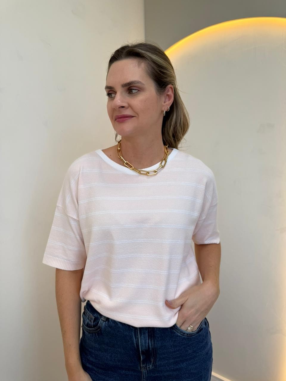 Blusa de Tricot Listrada Lauren Blusa de Tricot Listrada Lauren