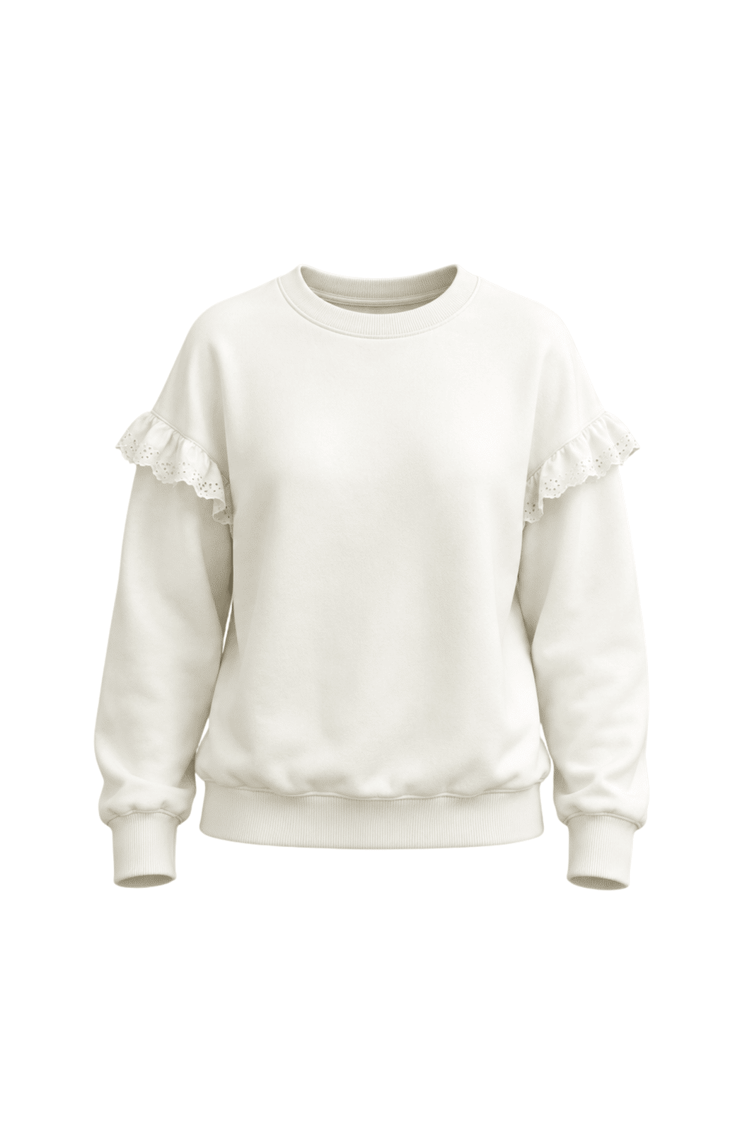 Moletom Lili Cor Off White com bordado inglês na manga Moletom Lili Cor Off White com bordado inglês na manga