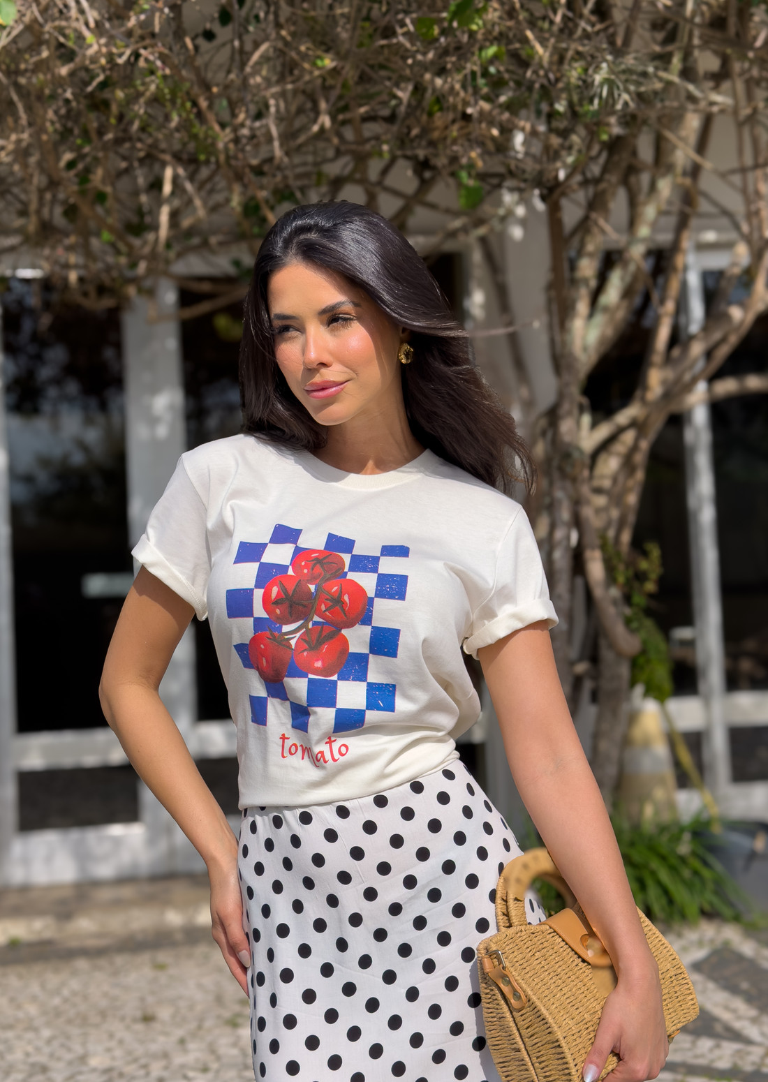 Camiseta T-shirt feminina Giulia cor off white