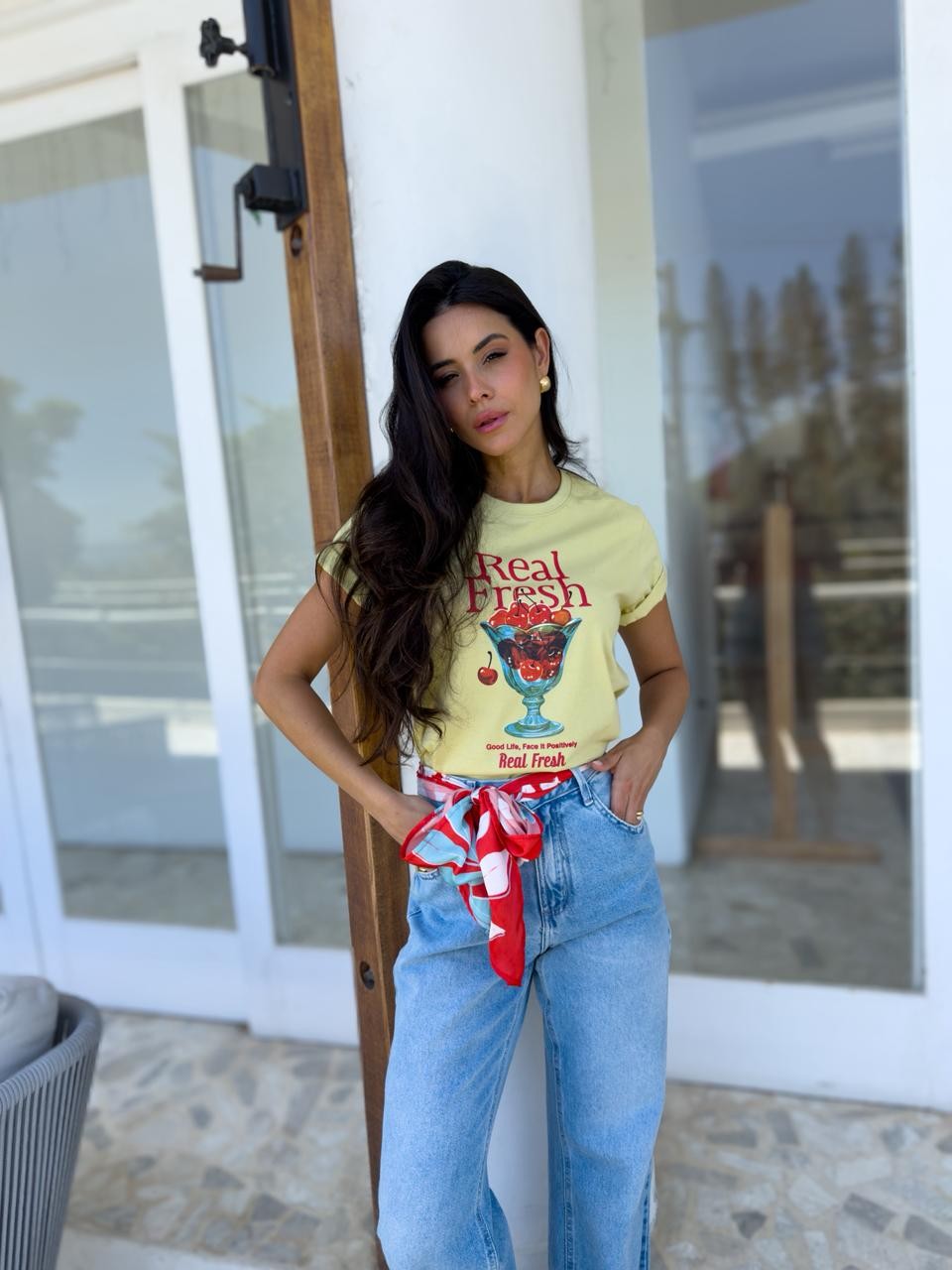 T-shirt Feminina Fresh Cor Verde Oliva T-shirt Feminina Fresh Cor Verde Oliva