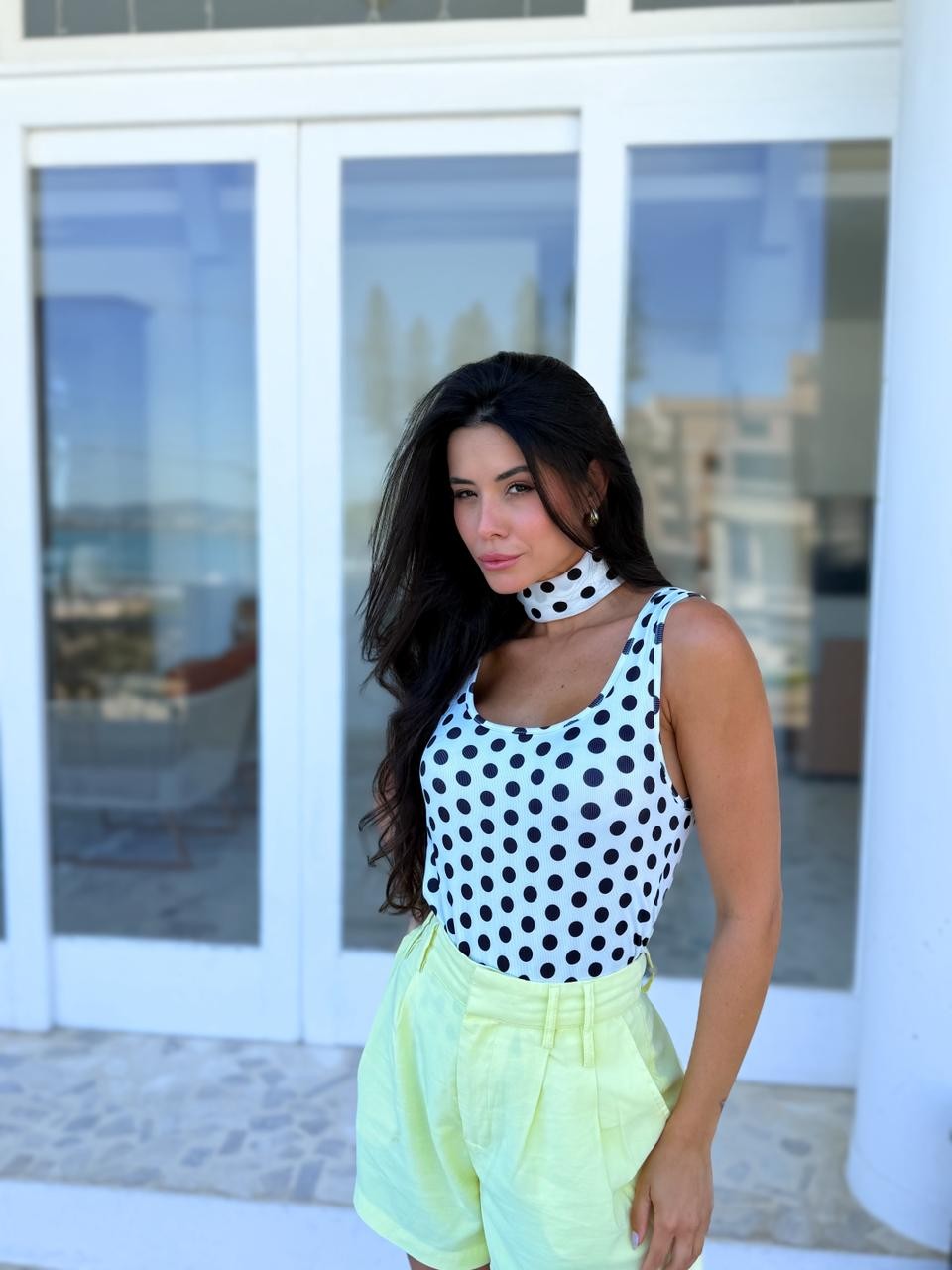 Body Regata de Póa Modal Preto e Off White Body Regata de Póa Modal Preto e Off White