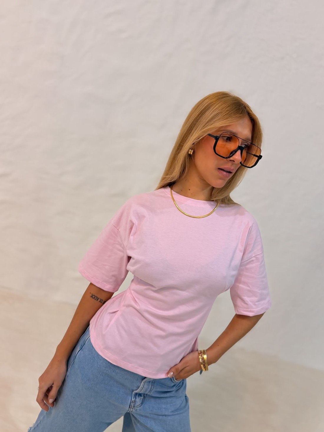Blusa Amanda detalhe trapeado cor rosa claro Blusa Amanda detalhe trapeado cor rosa claro
