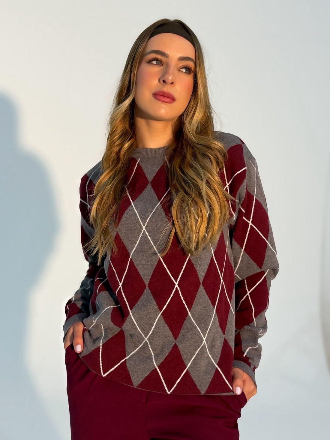 Blusa Tricot Ursula xadrez Blusa Tricot Ursula xadrez