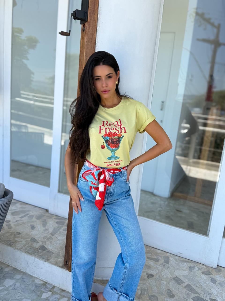 T-shirt Feminina Fresh Cor Verde Oliva T-shirt Feminina Fresh Cor Verde Oliva