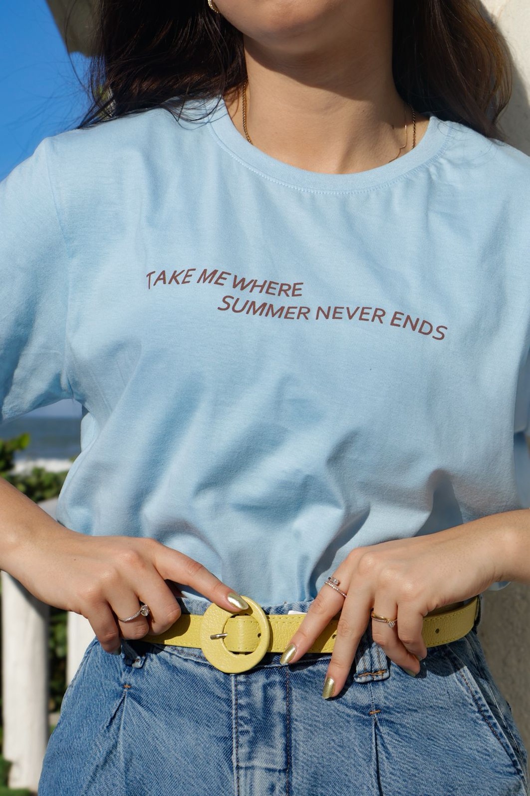 Camiseta T-shirt Feminina Summer Azul Claro