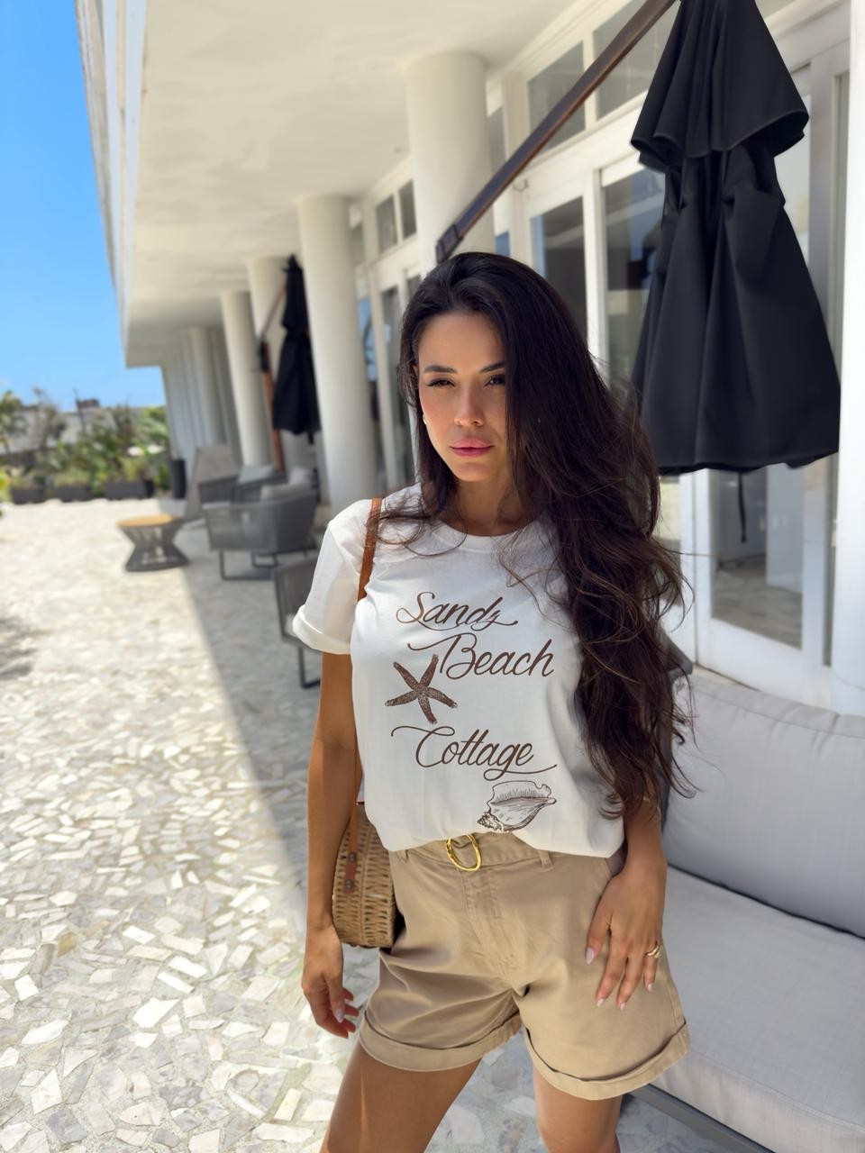 T-shirt Feminina Beach Cor Off White