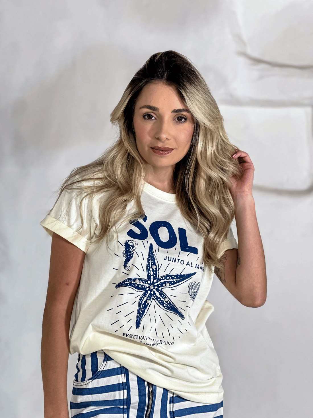 T-SHIRT MAR MANTEIGA BORDADA 100% ALGODÃO M/M T-SHIRT MAR MANTEIGA BORDADA 100% ALGODÃO M/M