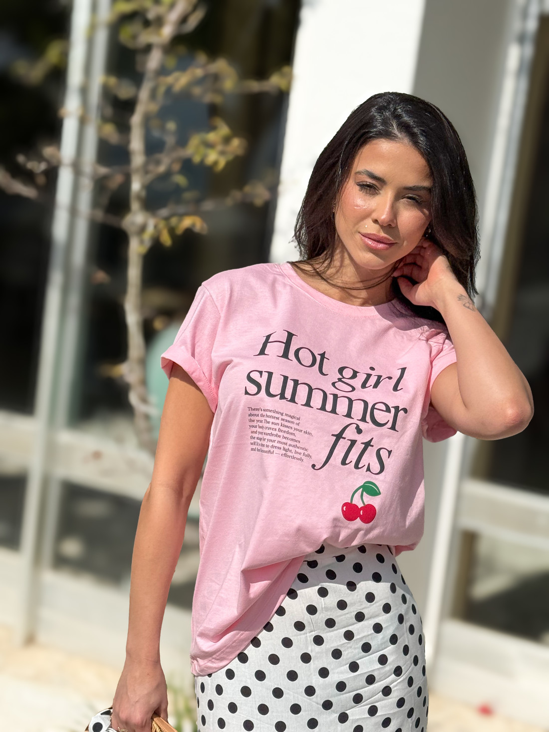 Camiseta T-shirt feminina Adelaide cor rosa claro