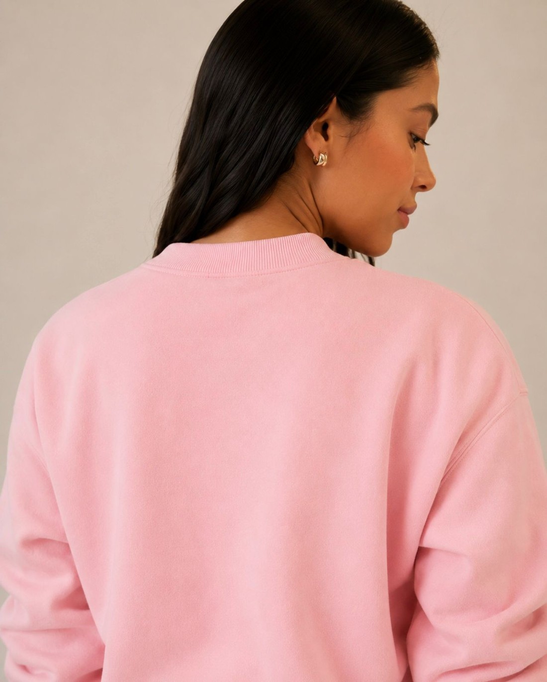 Moletom Adriana de Laço no ombro com bordado na cor Rosa Claro