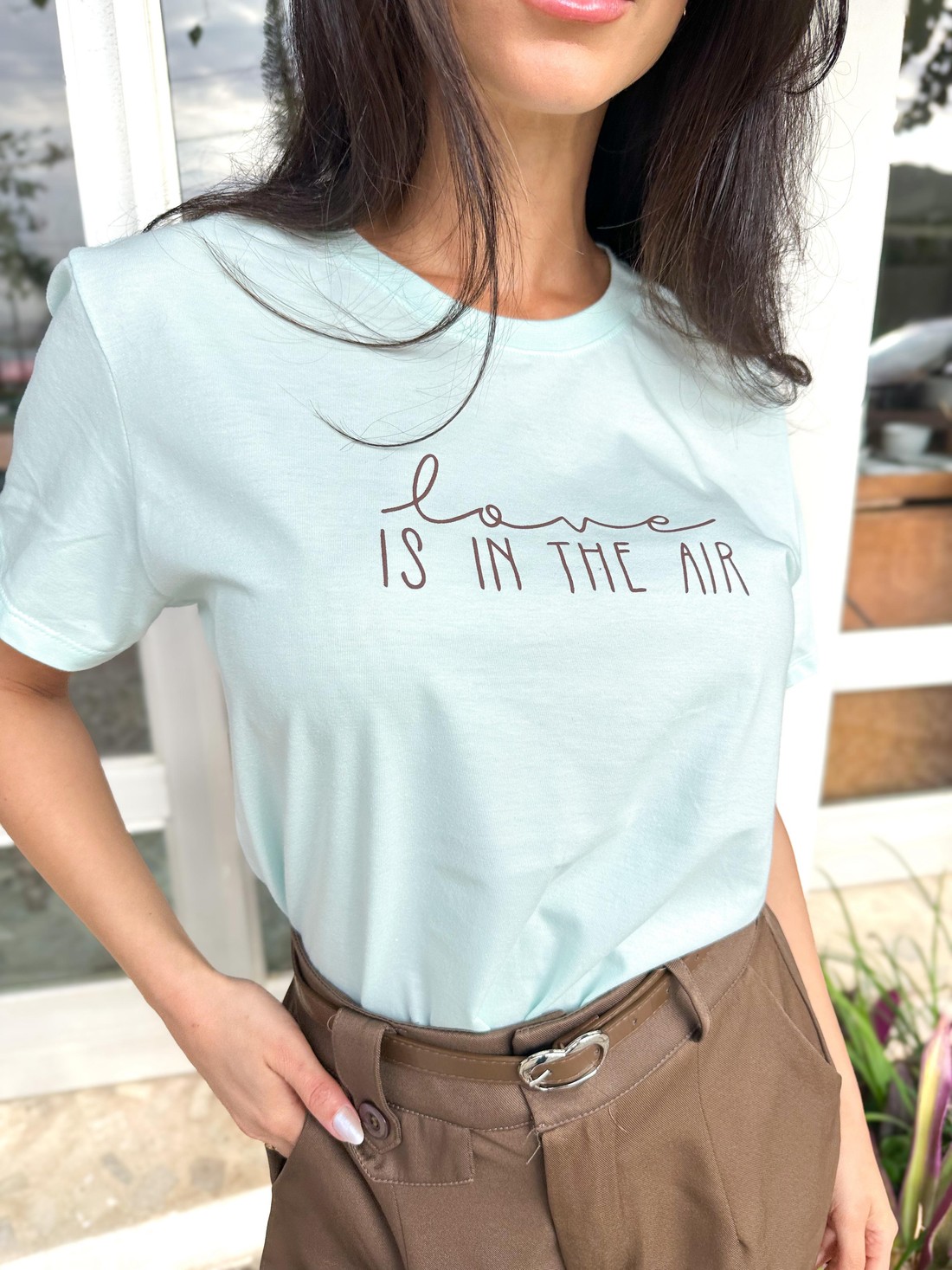 Camiseta T-shirt feminina Milena cor verde água Camiseta T-shirt feminina Milena cor verde água