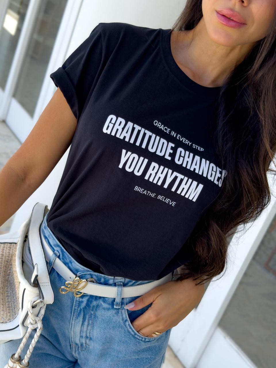 T-shirt Feminina Belive Cor Preto T-shirt Feminina Belive Cor Preto