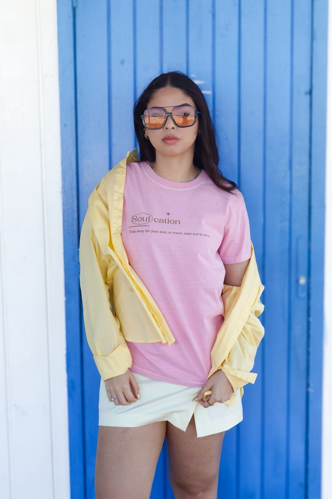 Camiseta T-shirt feminina Soul estonada cor rose