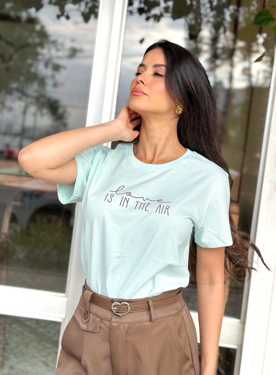 Camiseta T-shirt feminina Milena cor verde água Camiseta T-shirt feminina Milena cor verde água