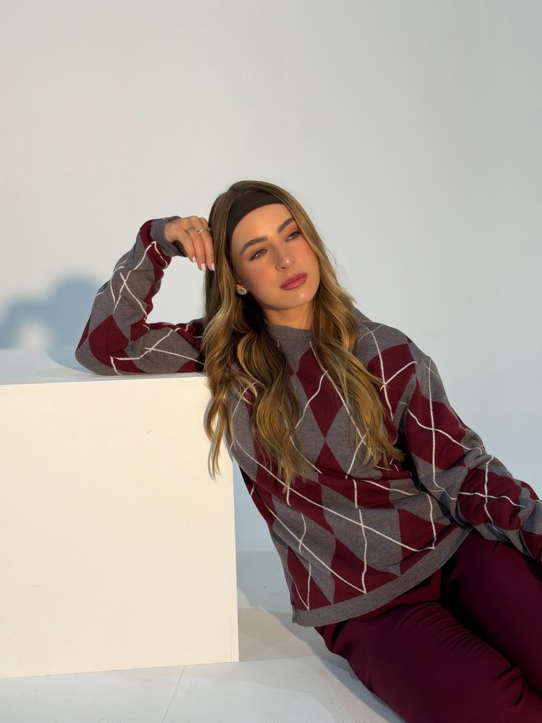 Blusa Tricot Ursula xadrez Blusa Tricot Ursula xadrez