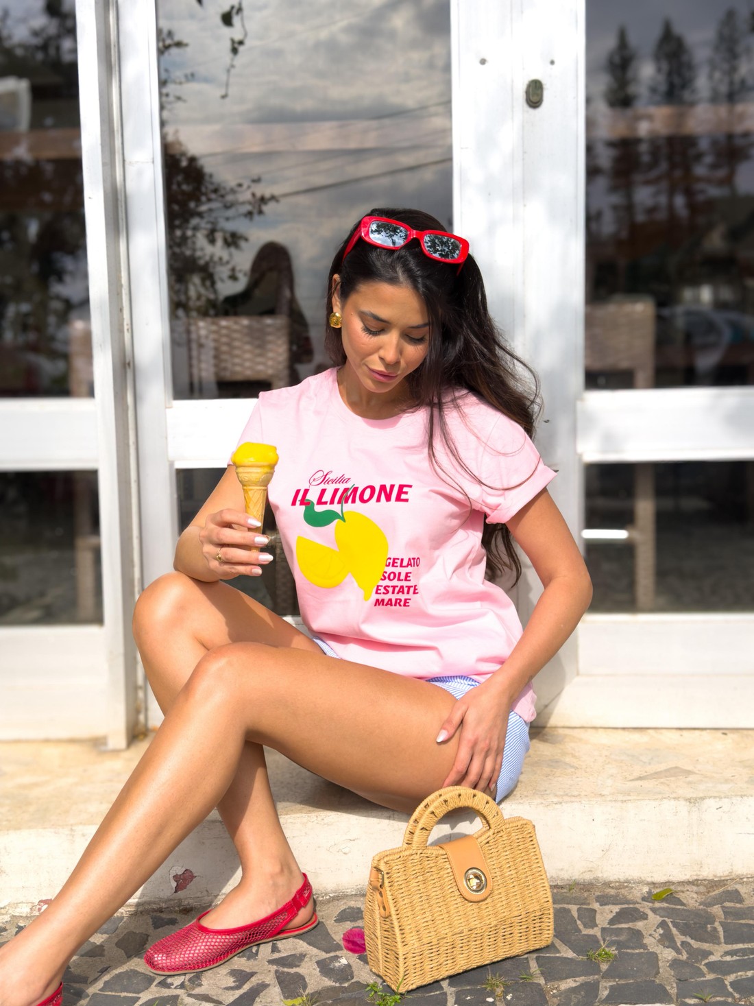 Camiseta T-shirt Feminina Lorena cor rosa claro