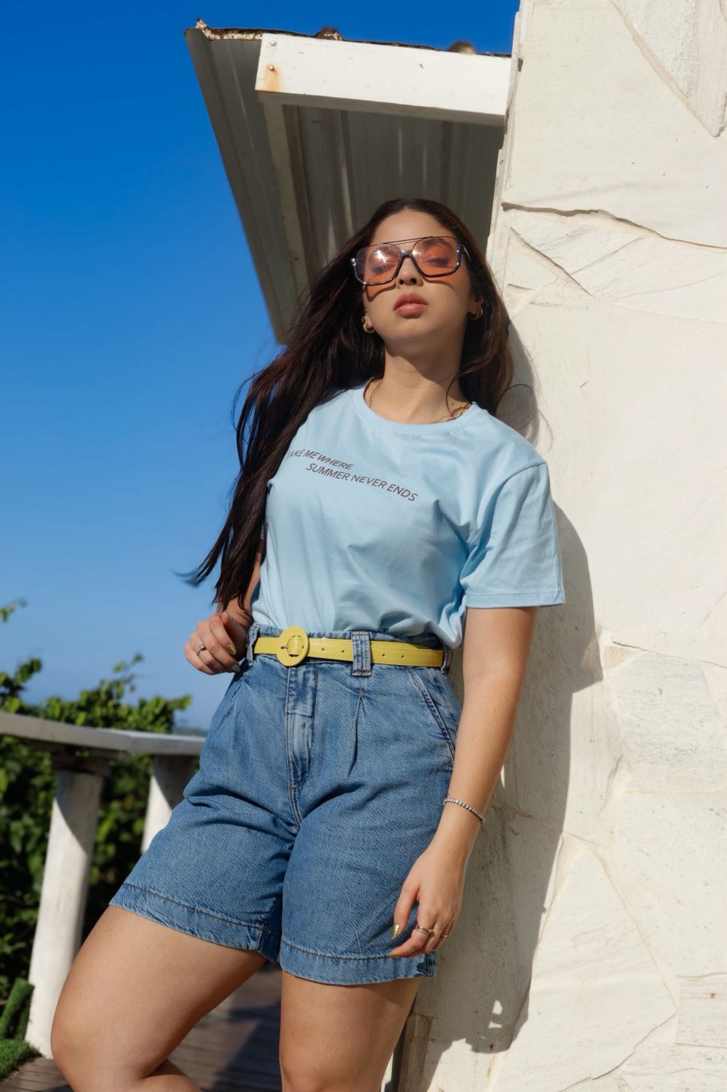 Camiseta T-shirt Feminina Summer Azul Claro