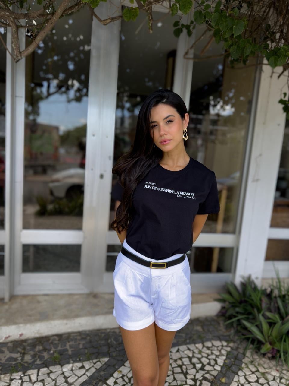 T-shirt Femina Sunshine Cor preto