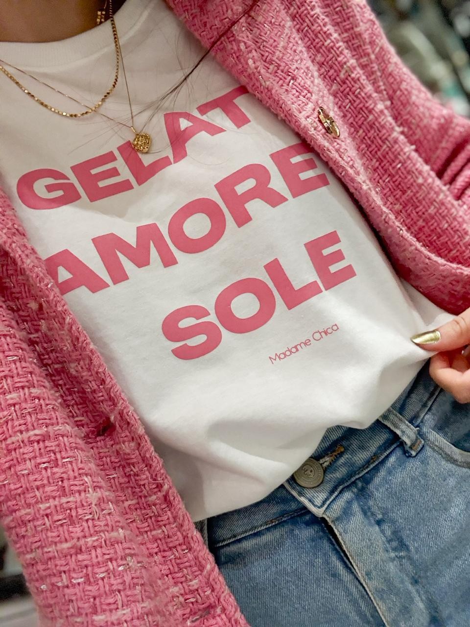 Camiseta T-shirt feminina Gelato cor off white