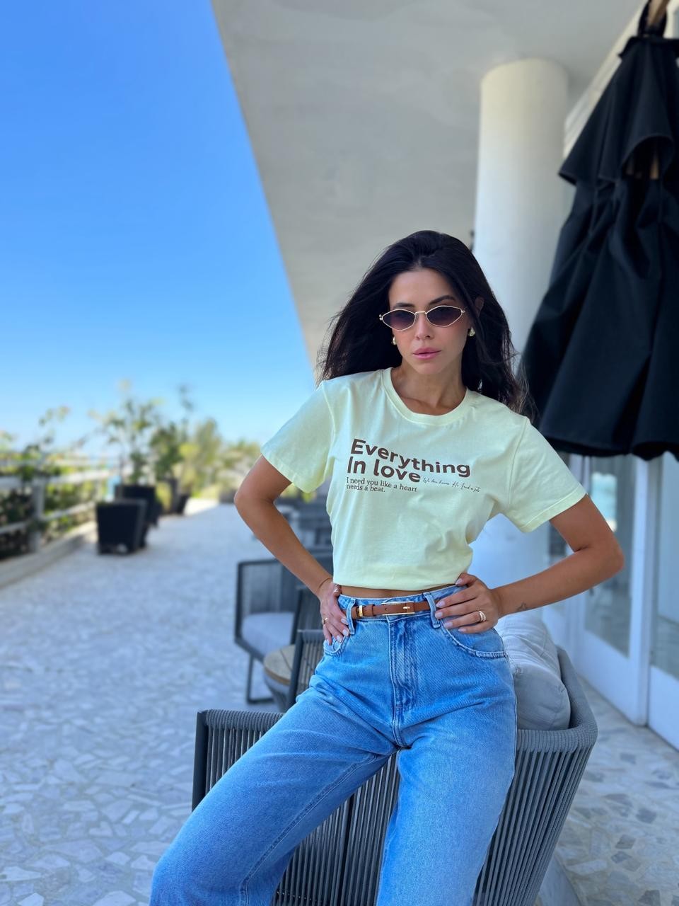 T-shirt Feminina Heart Cor Amarelo Manteiga