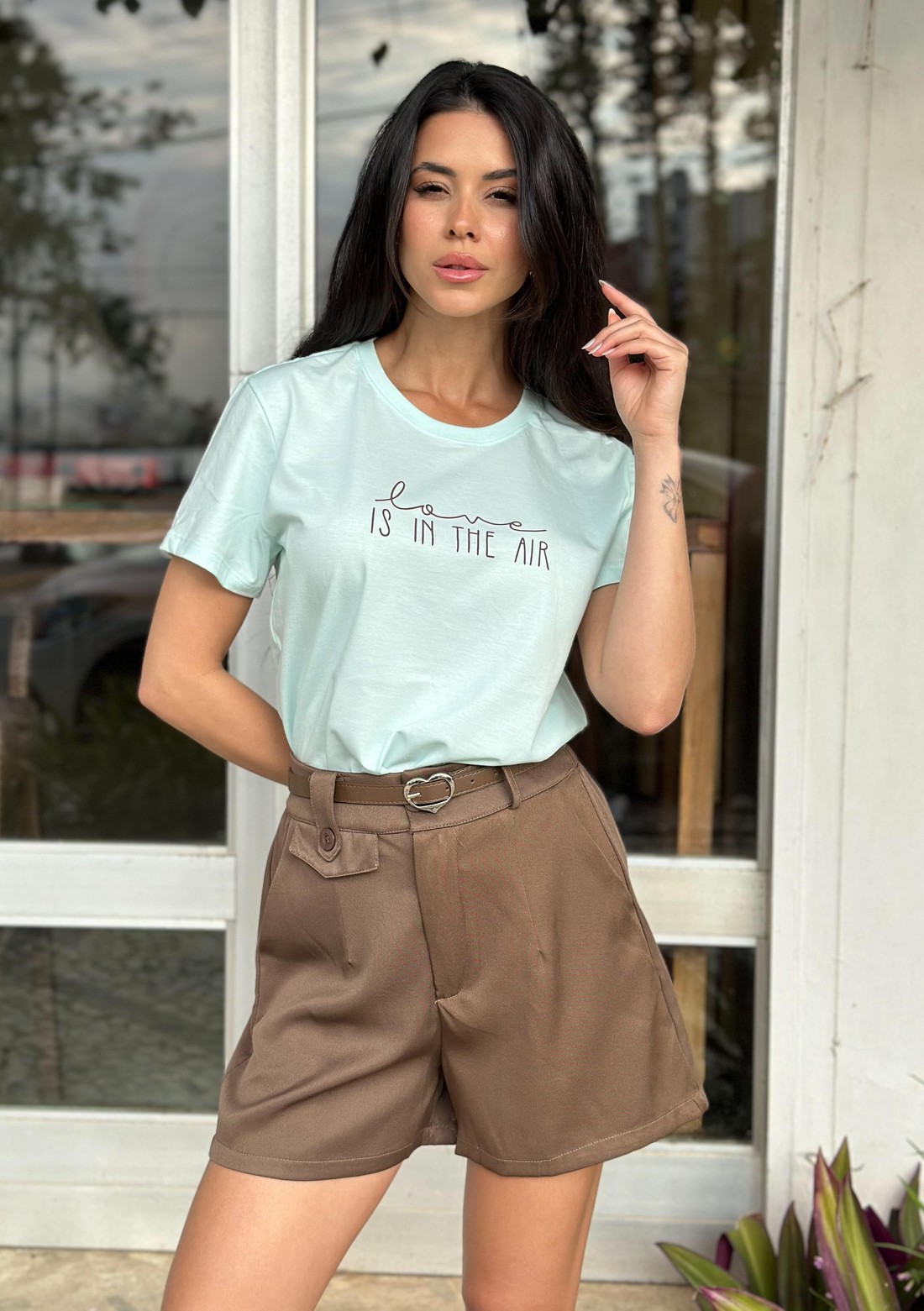 Camiseta T-shirt feminina Milena cor verde água Camiseta T-shirt feminina Milena cor verde água