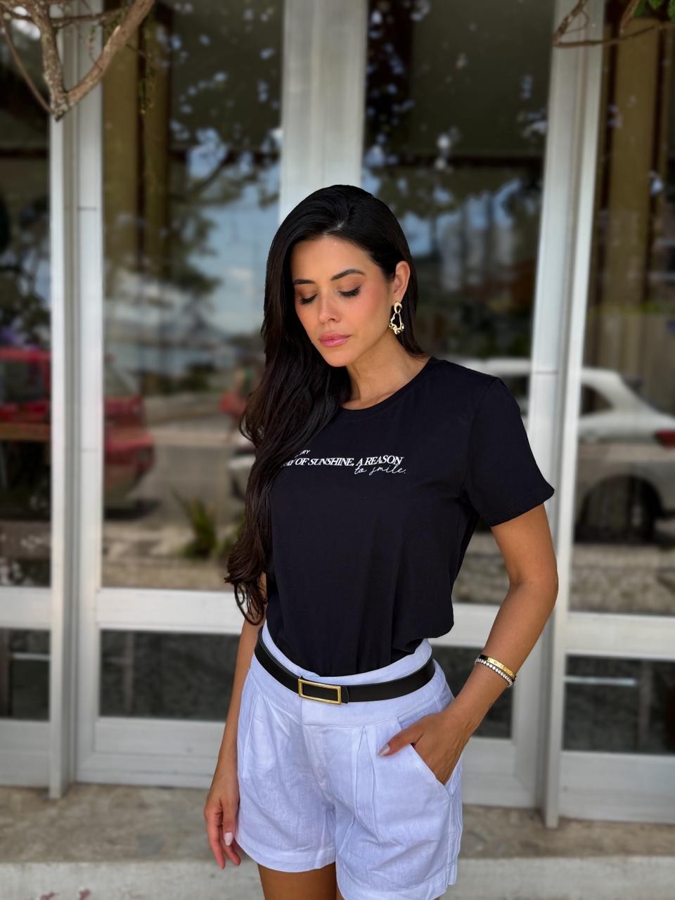 T-shirt Femina Sunshine Cor preto