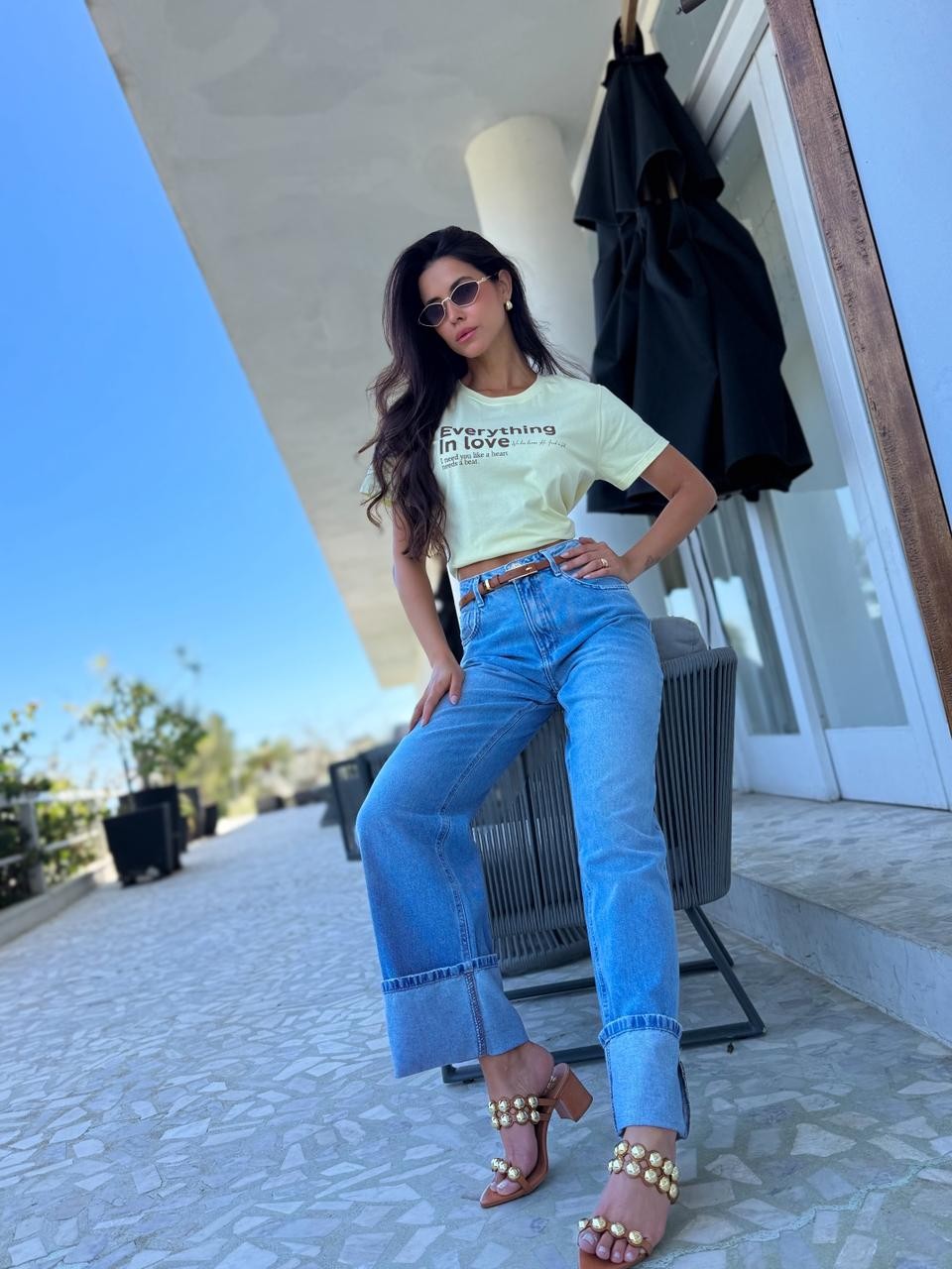 T-shirt Feminina Heart Cor Amarelo Manteiga