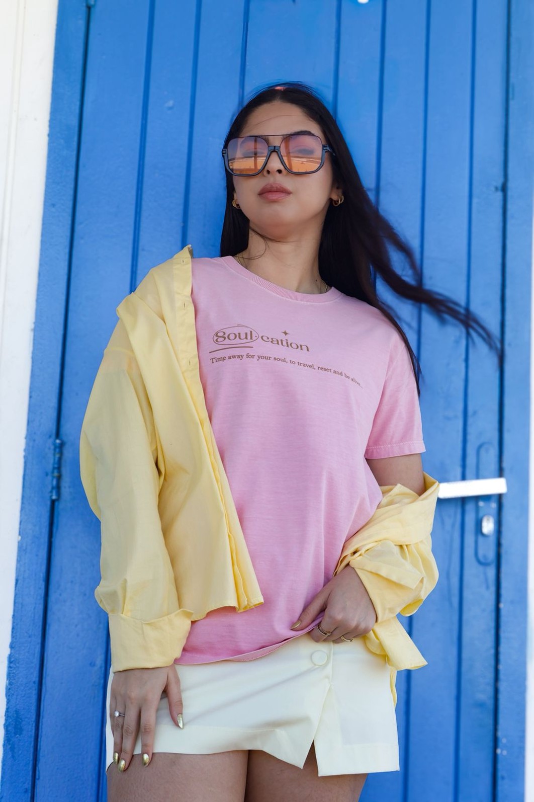 Camiseta T-shirt feminina Soul estonada cor rose