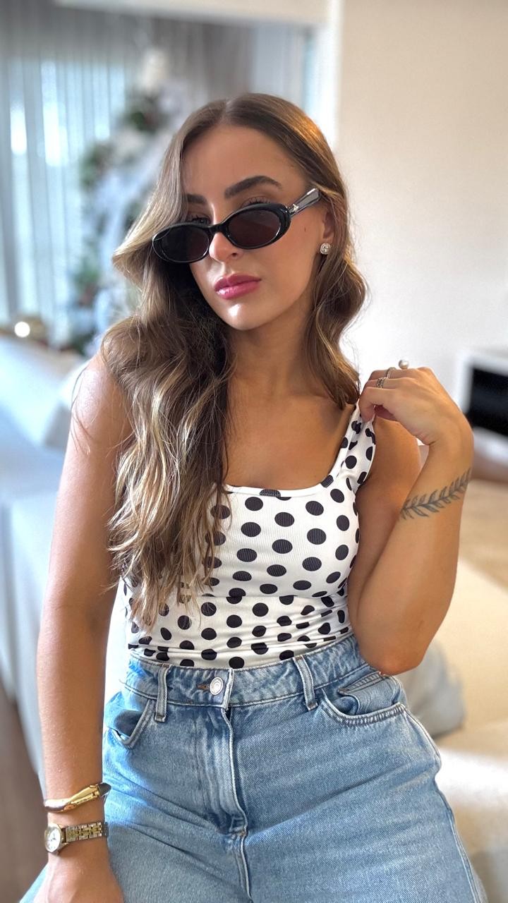 Body Regata de Póa Modal Preto e Off White Body Regata de Póa Modal Preto e Off White