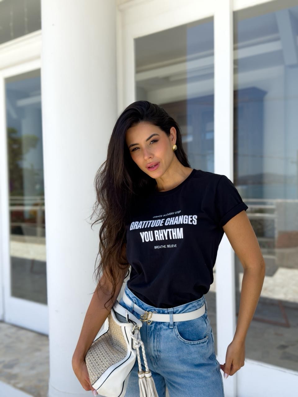 T-shirt Feminina Belive Cor Preto T-shirt Feminina Belive Cor Preto