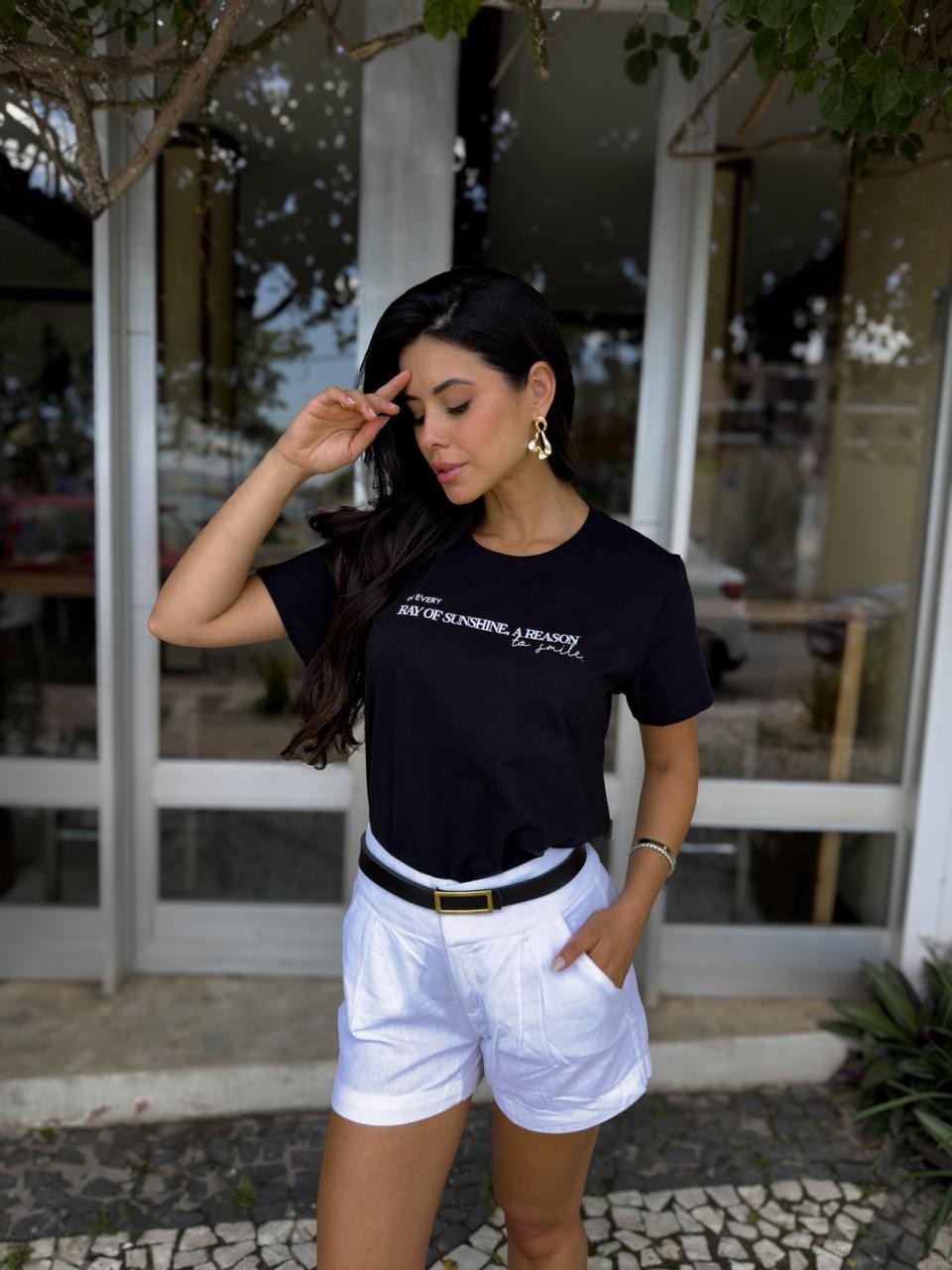 T-shirt Femina Sunshine Cor preto