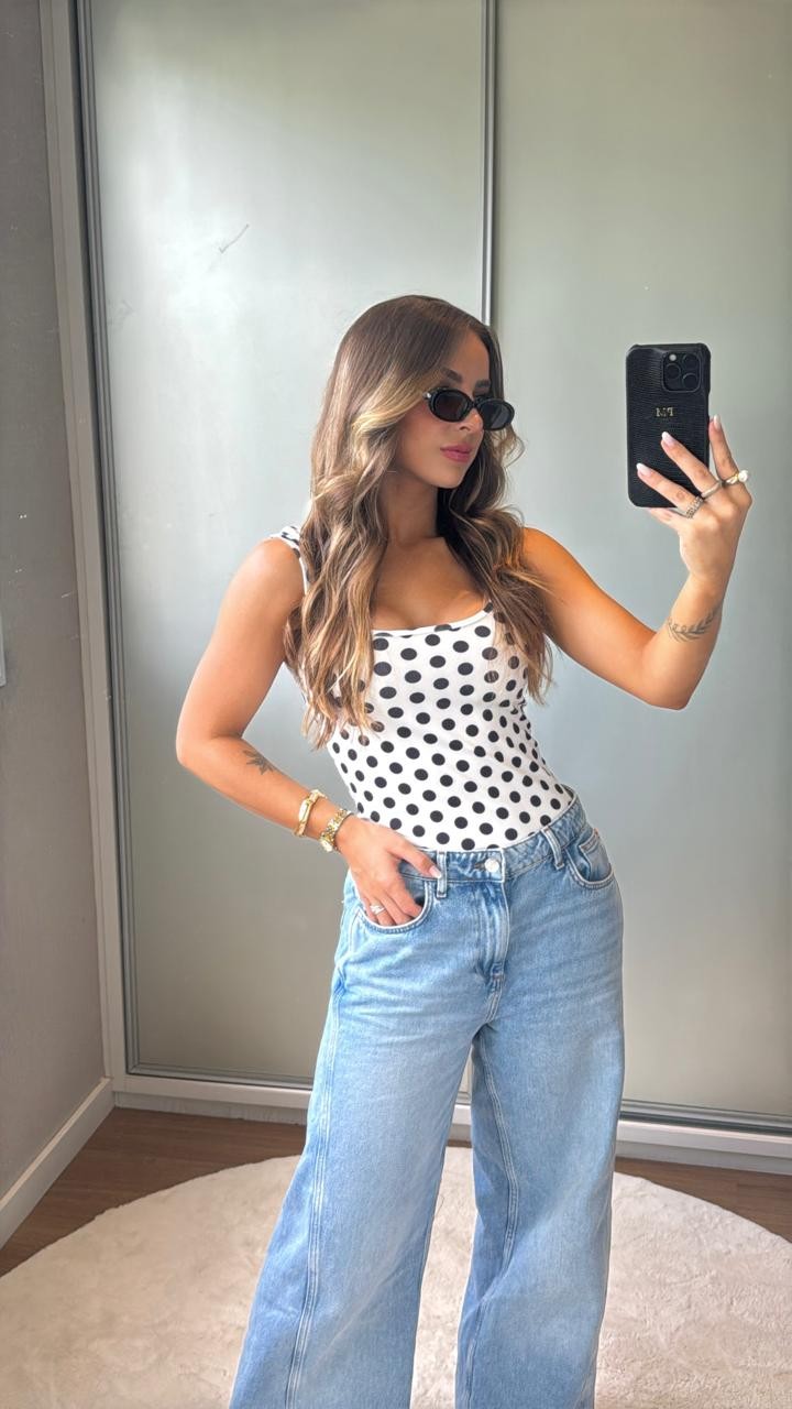 Body Regata de Póa Modal Preto e Off White Body Regata de Póa Modal Preto e Off White