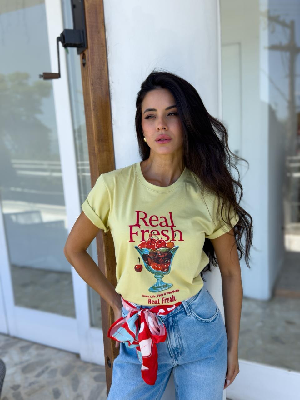 T-shirt Feminina Fresh Cor Verde Oliva T-shirt Feminina Fresh Cor Verde Oliva