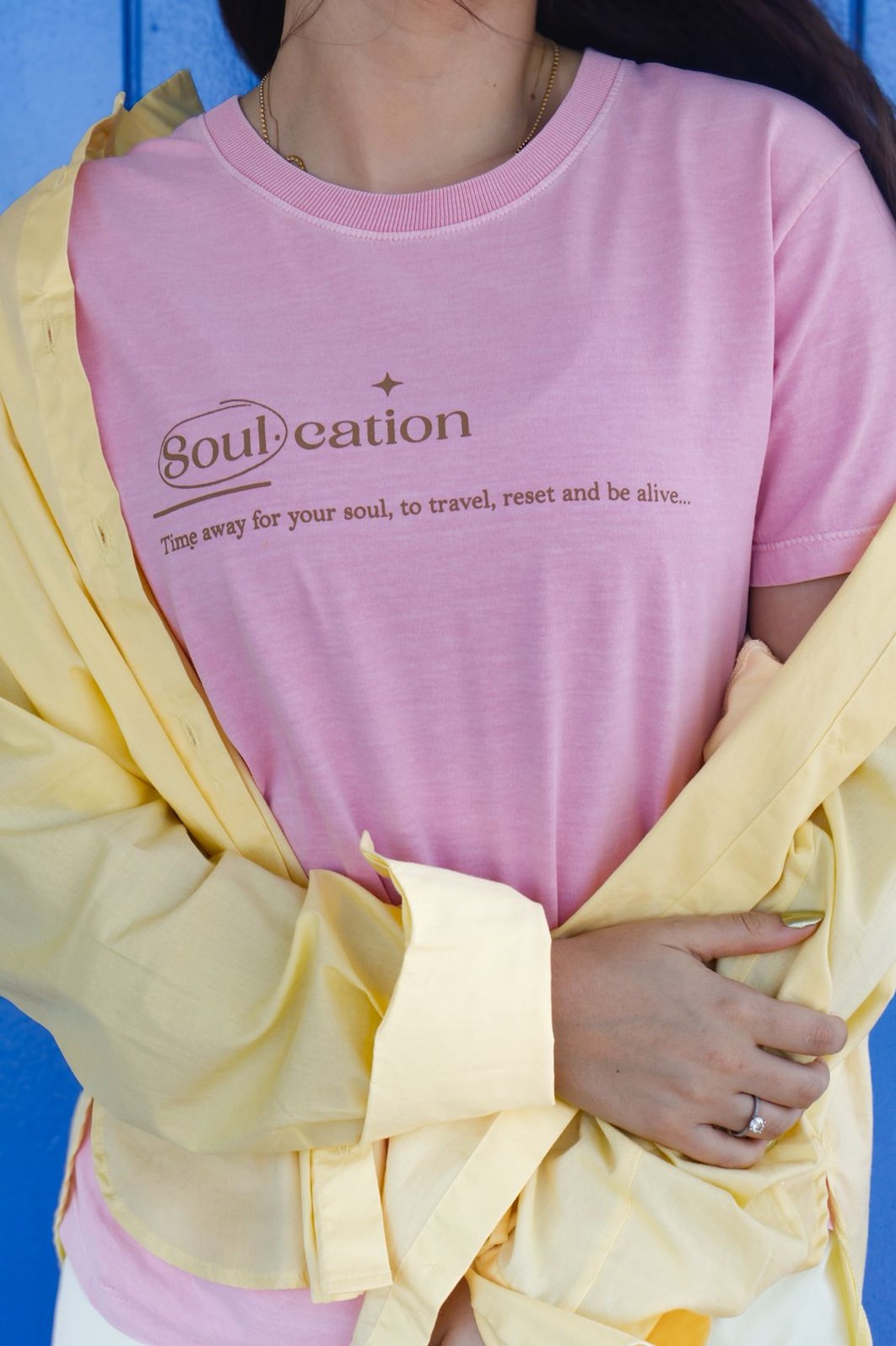 Camiseta T-shirt feminina Soul estonada cor rose