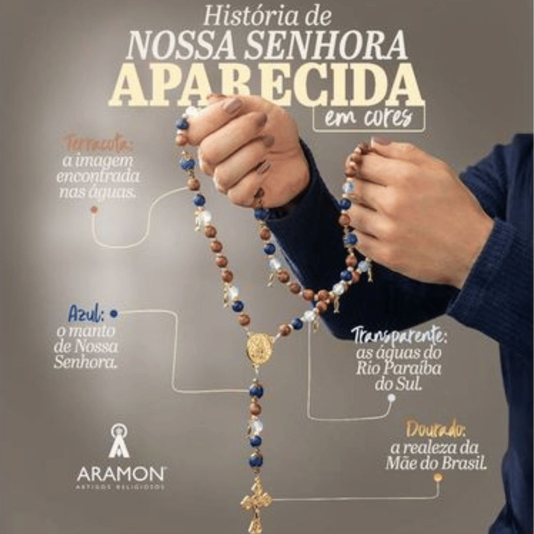 Terço com Entremeio de N Sra Aparecida com Detalhes Únicos sobre a História