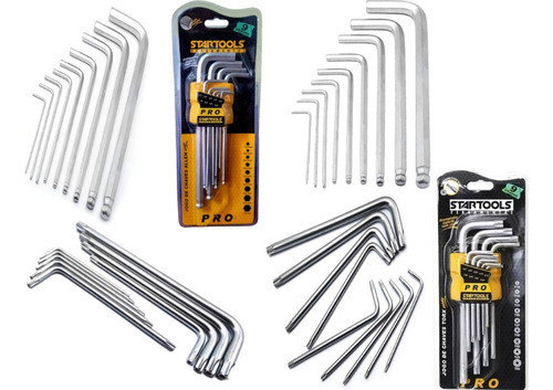Kit 9 Chaves Torx com Furo Guia T10 a T50 Cromo Vanadium Alta Precisão Profissional