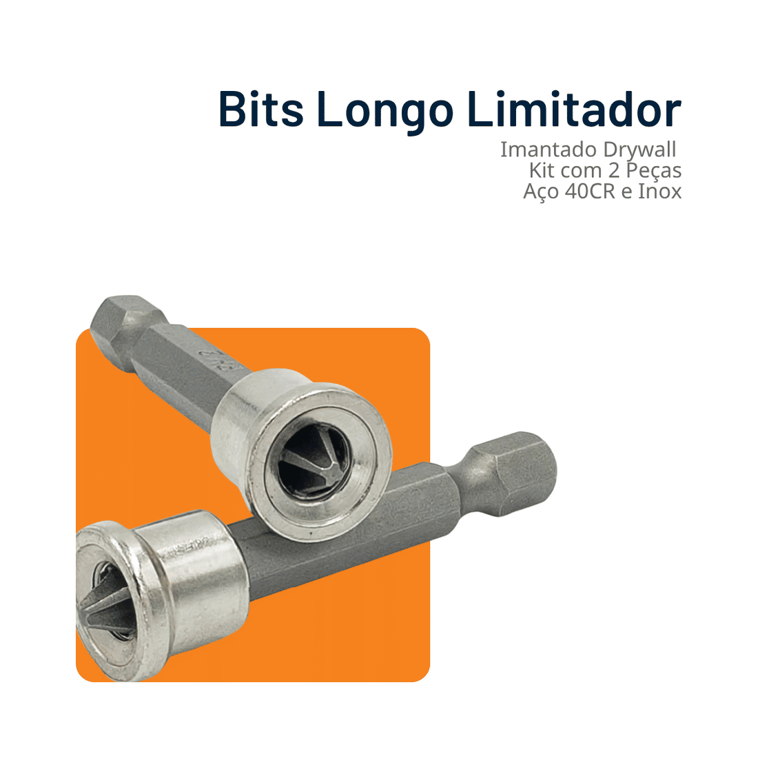 Bits Philips Longo Limitador e Imantado Drywall Ponta PH2 kit 2pçs Bits Philips Longo Limitador e Imantado Drywall Ponta PH2 kit 2pçs