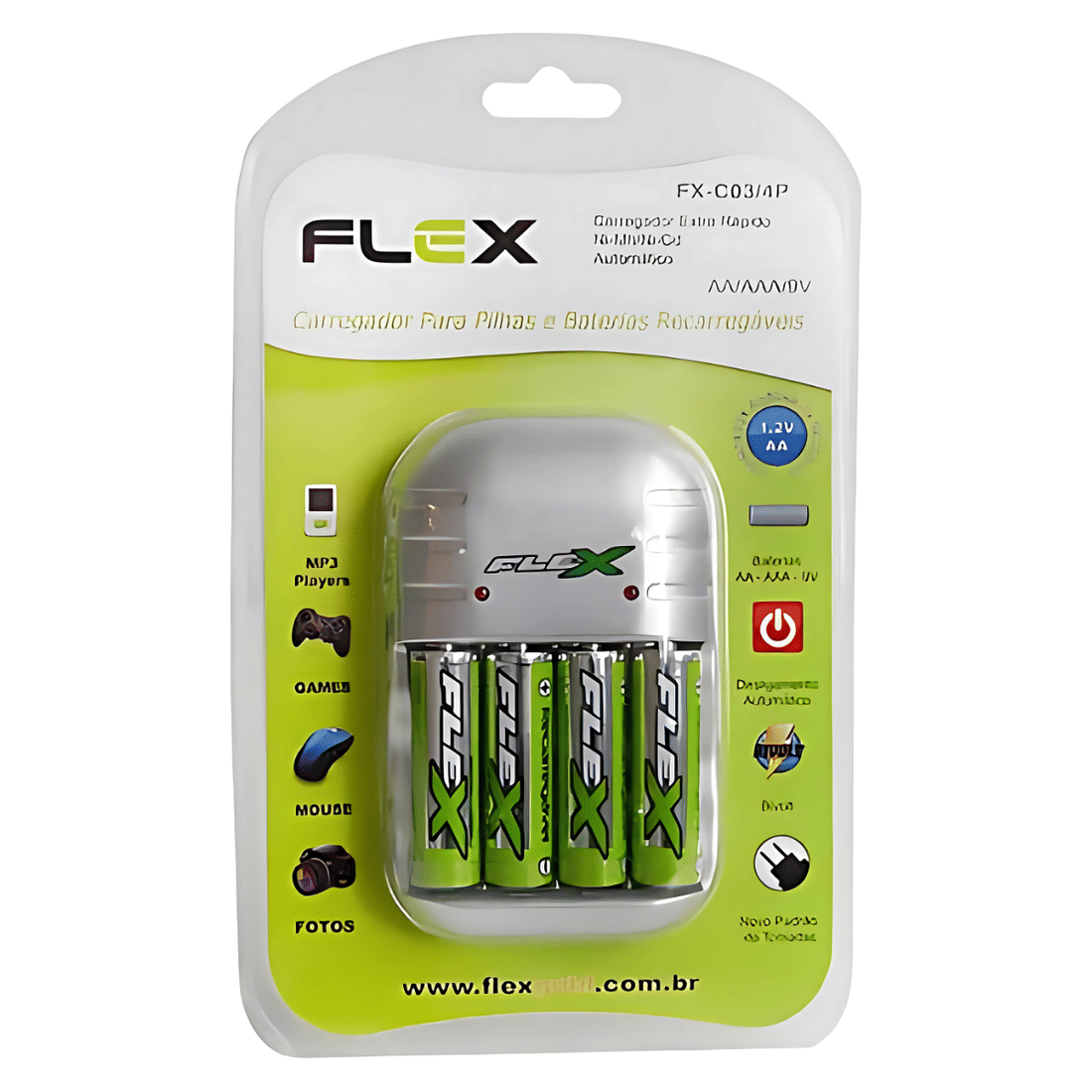 Carregador de Pilhas AAA Bateria Portátil 1100mah + 4 Pilhas Recarregáveis