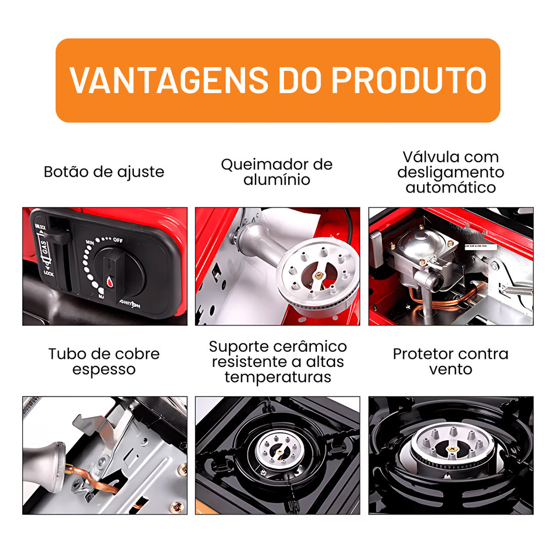 Fogareiro Portátil a Gás Acendimento Auto Maleta