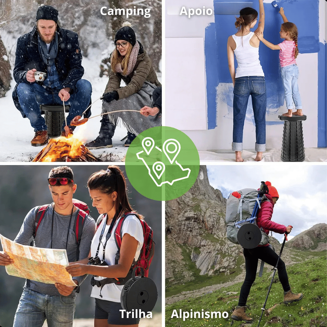 Banqueta Retrátil Banco Portátil com Alça Multiuso Leve Preto