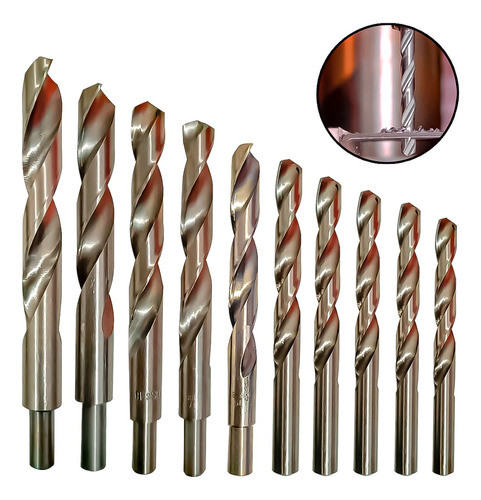 Kit 8 Broca Aço Rápido 13mm 14mm 15mm 16mm 17mm 18mm 19mm 20mm HSS Din338 Kit 8 Broca Aço Rápido 13mm 14mm 15mm 16mm 17mm 18mm 19mm 20mm HSS Din338