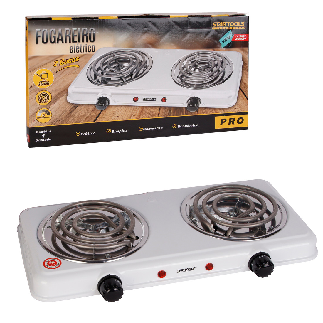 Fogareiro Elétrico Portátil Fogão 1 ou 2 Bocas Cozinha Camping Mesa Compacto Viagem Trailer Emergência