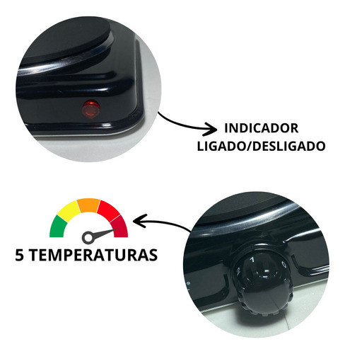 Fogareiro Elétrico Chapa Portátil Cozinha Camping Mesa Compacto Fogão Trailer Viagem
